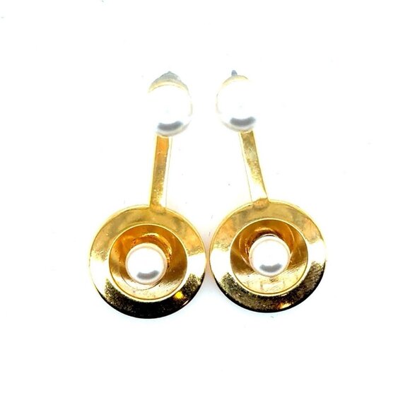 Pearl Drop Circle Earrings - Picture 1 of 6